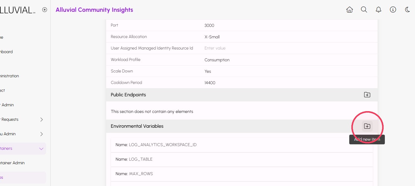 Containerized Apps Add Env Vars