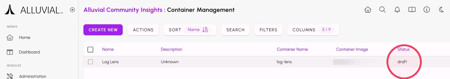 Containerized Apps Search Page Status Draft