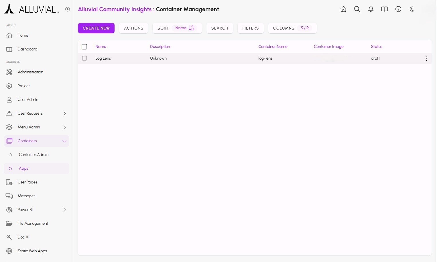Containerized Apps Search Page