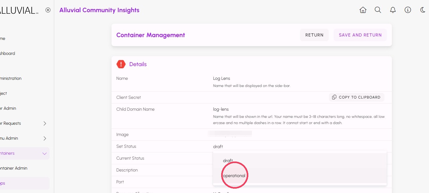 Containerized Apps Status Operational