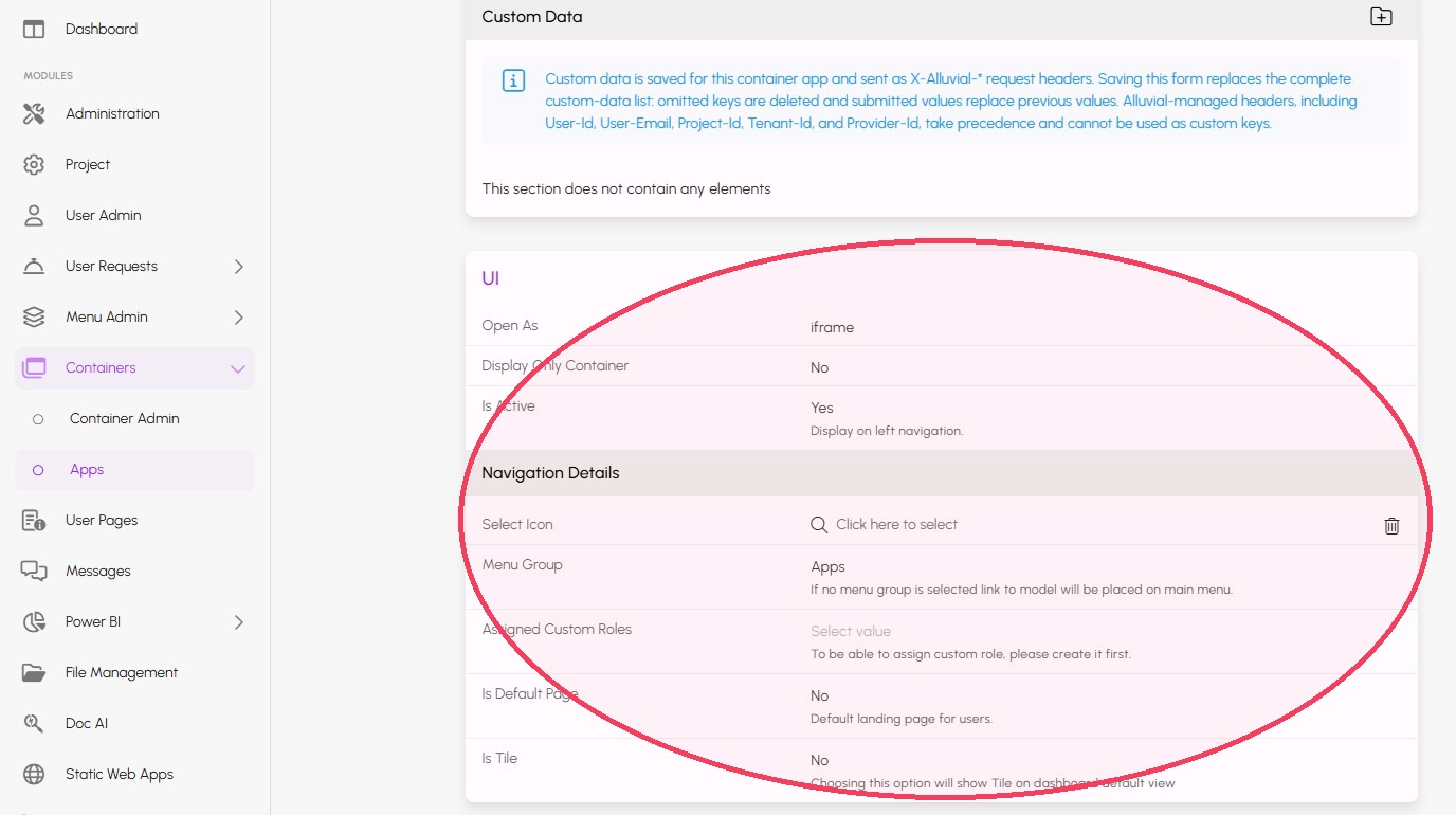 Containerized Apps Ui Options
