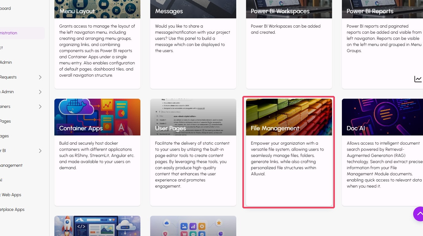 File Management administration page