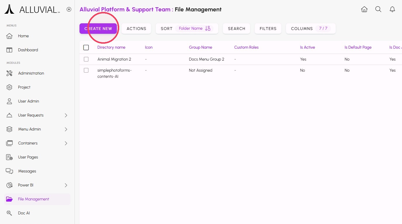 File Management Create New