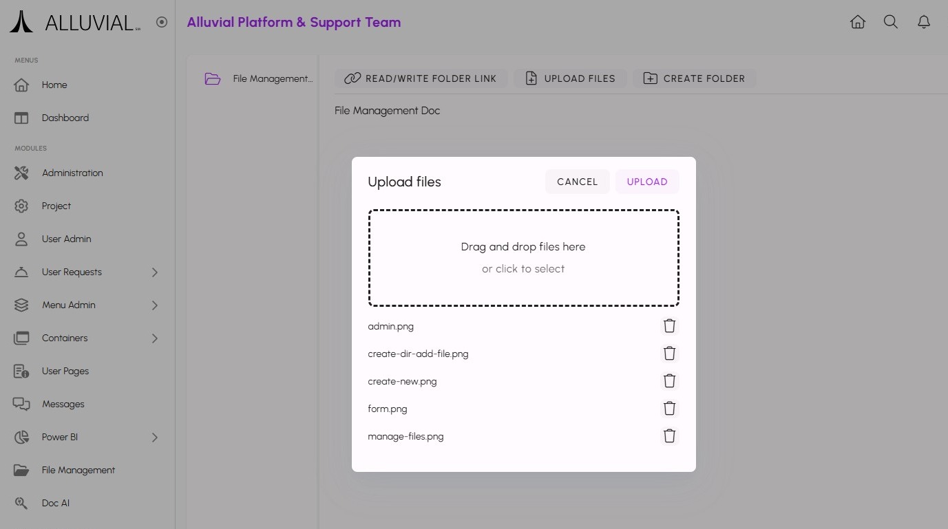 File Management Select Files Clear Add Upload